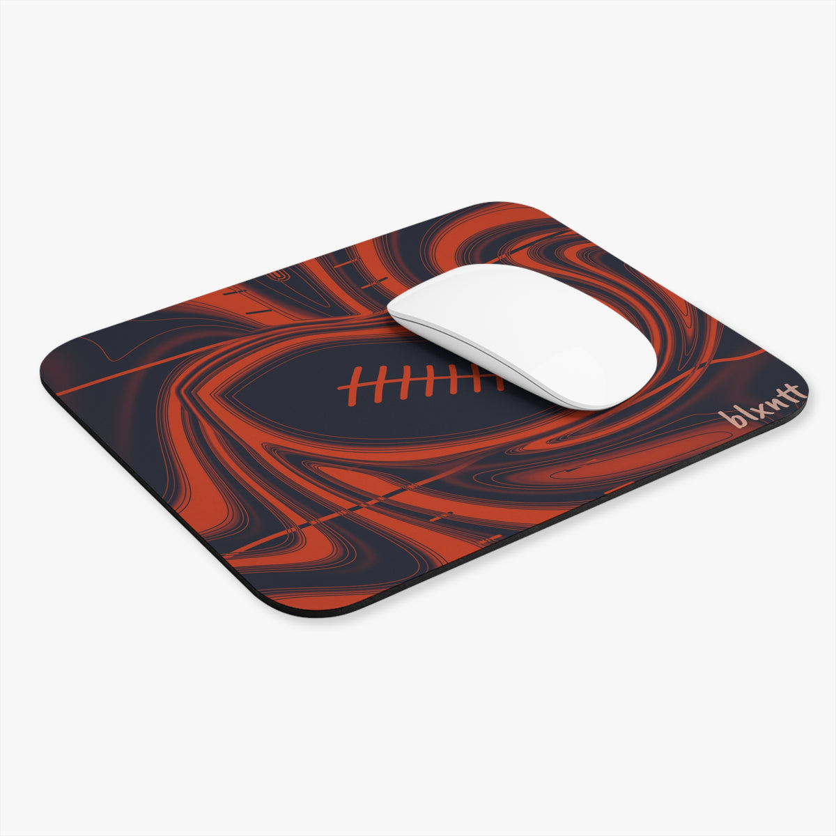 Navy & Orange Trippy Football Mouse Pad