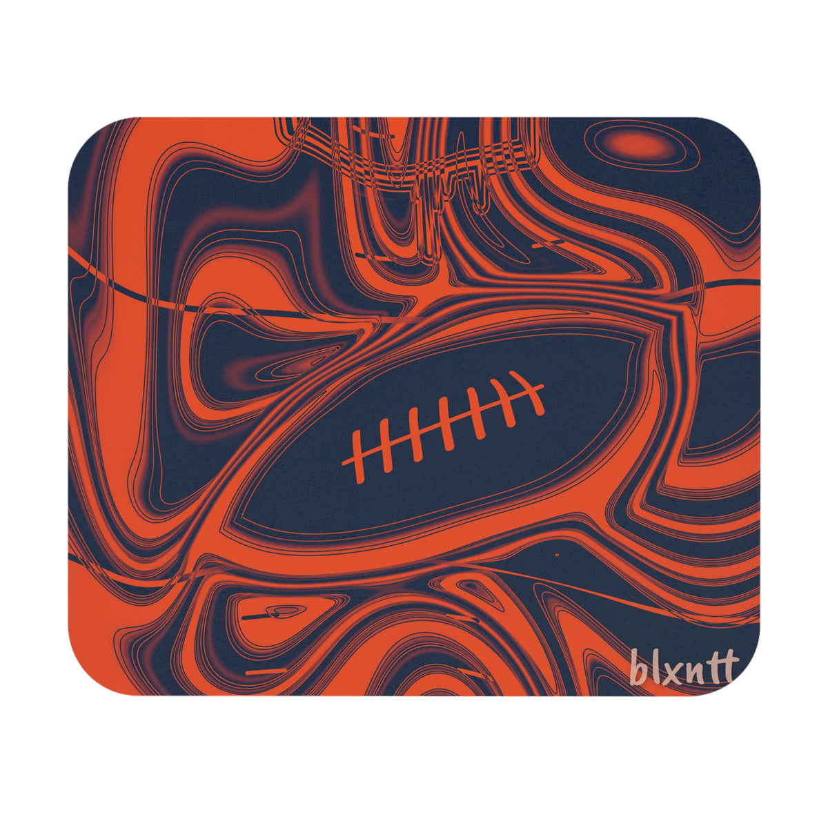 Orange & Navy Trippy Football Mouse Pad
