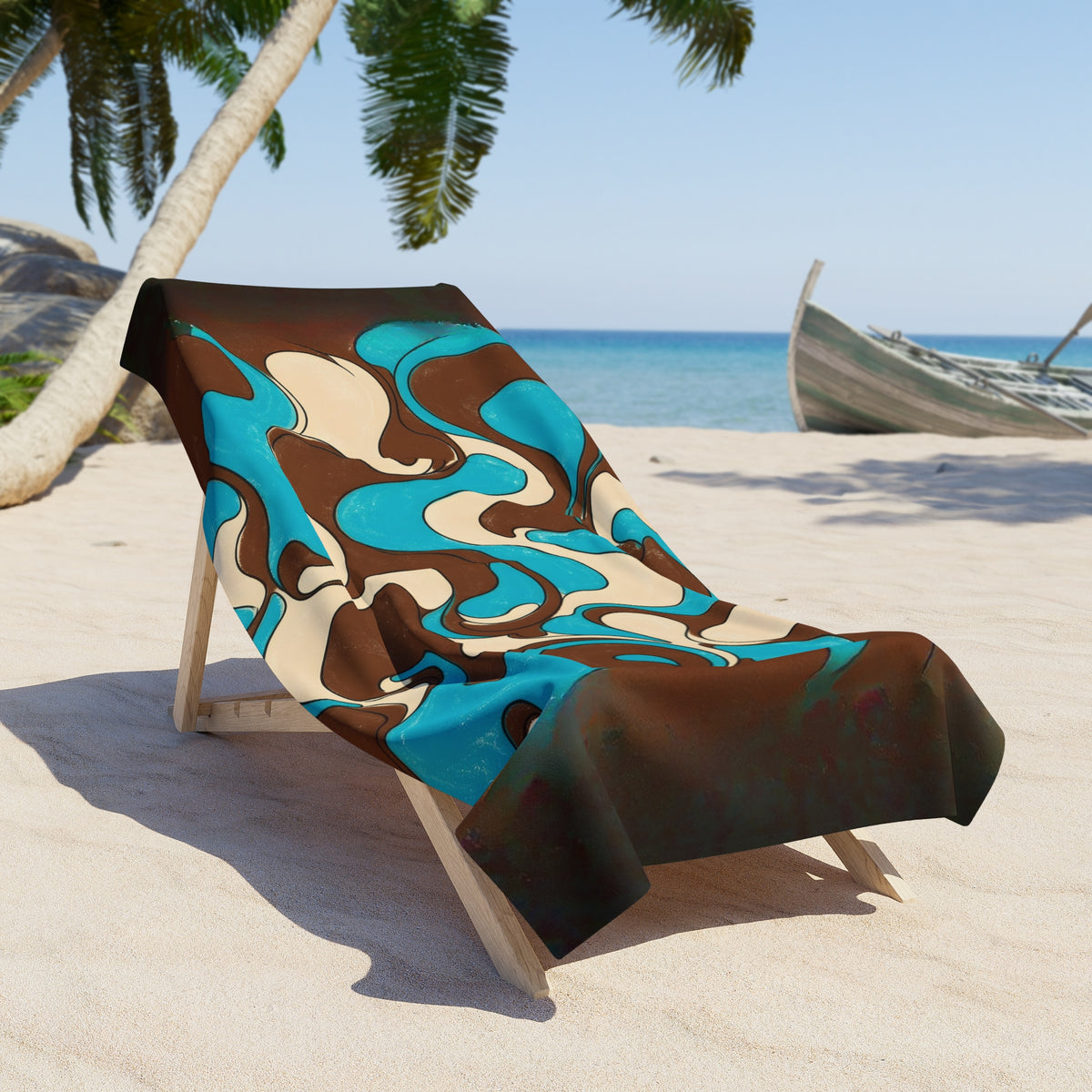 Fillmore Flow - Turquoise & Chocolate Beach Towel