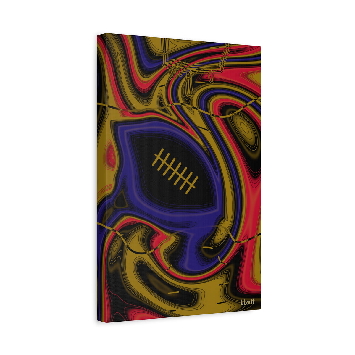 Purple, Black & Gold Trippy Football Canvas