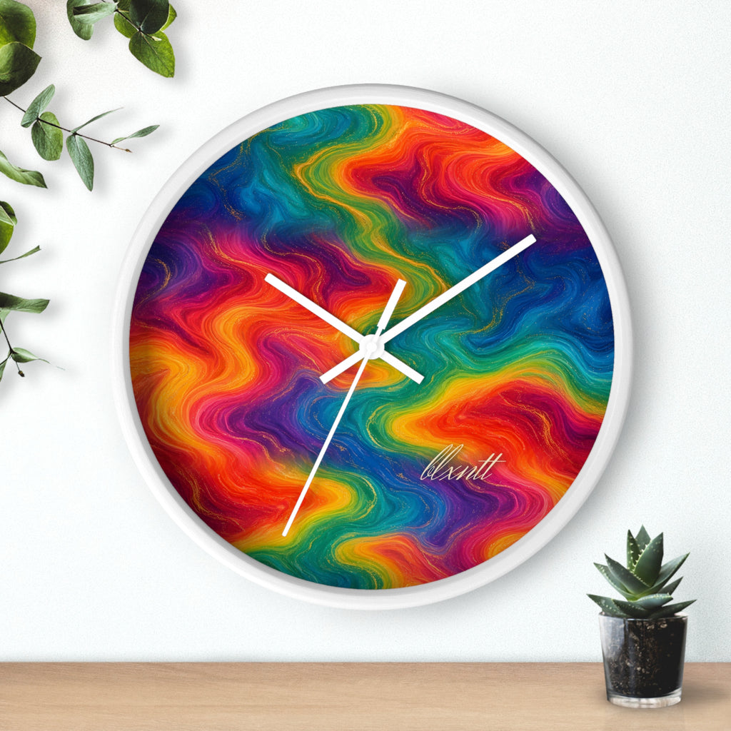 Rainbow Marble Wall Clock