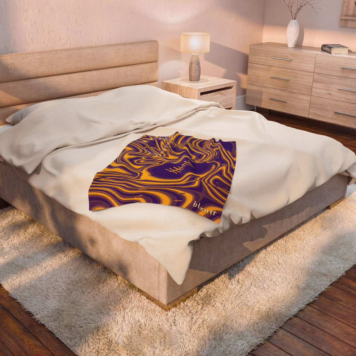 Purple & Gold Trippy Football Blanket