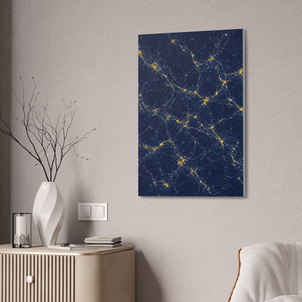 Neon Mycelium - Mustard Navy Glossy Canvas
