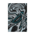 Midnight Green & Silver Trippy Football Glossy Canvas