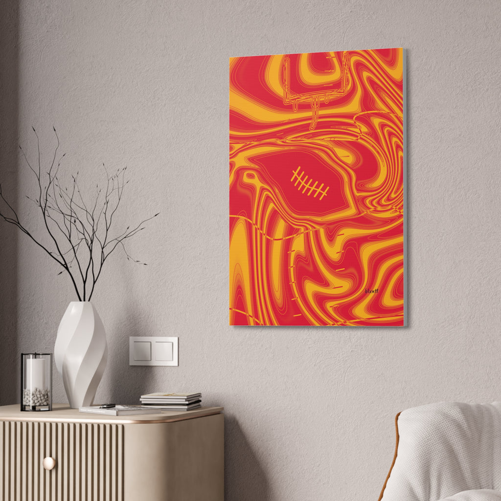 Red & Yellow Trippy Football Glossy Canvas