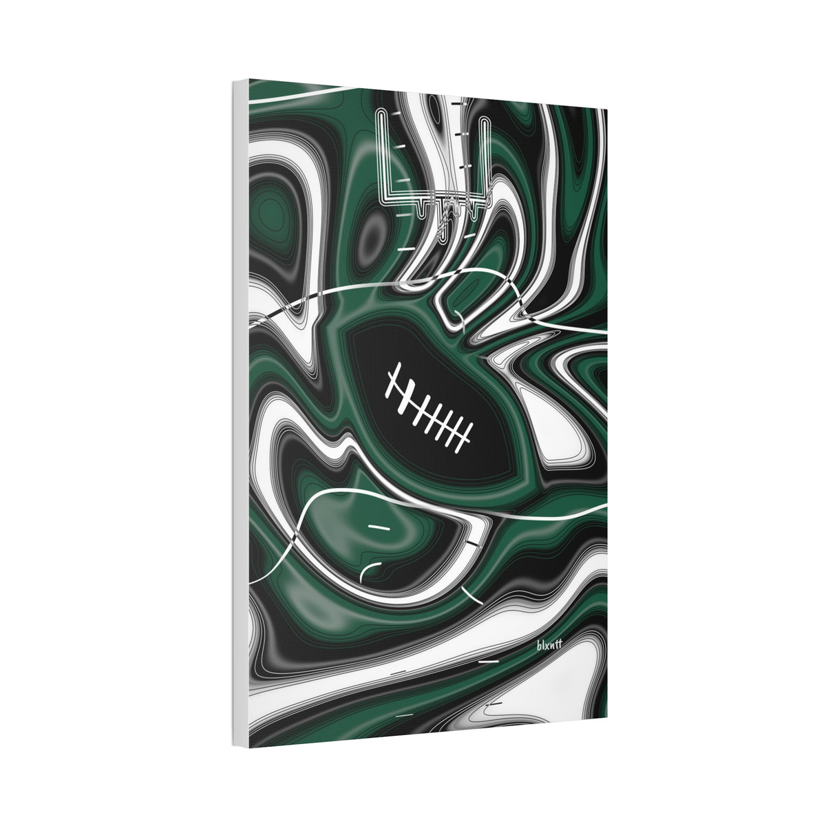 Hunter Green & White Trippy Football Glossy Canvas