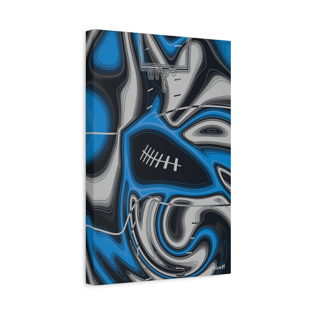 Sky Blue, Black & Silver Trippy Football Canvas