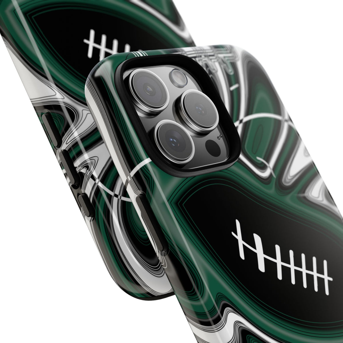 Hunter Green & White Trippy Football Phone Case