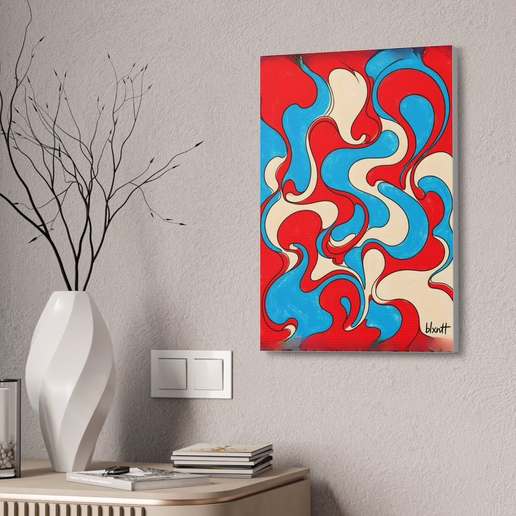 Fillmore Flow - Red, Cyan & Cream Glossy Canvas
