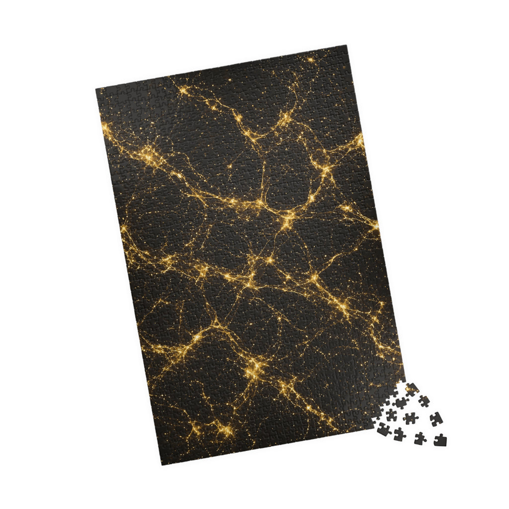 Neon Mycelium - Gold Filigree Jigsaw Puzzle