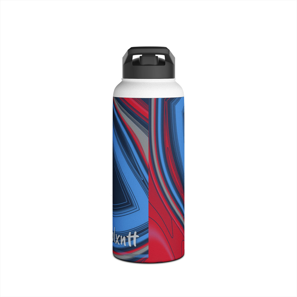 Navy, Light Blue & Red Trippy Football Water Bottle