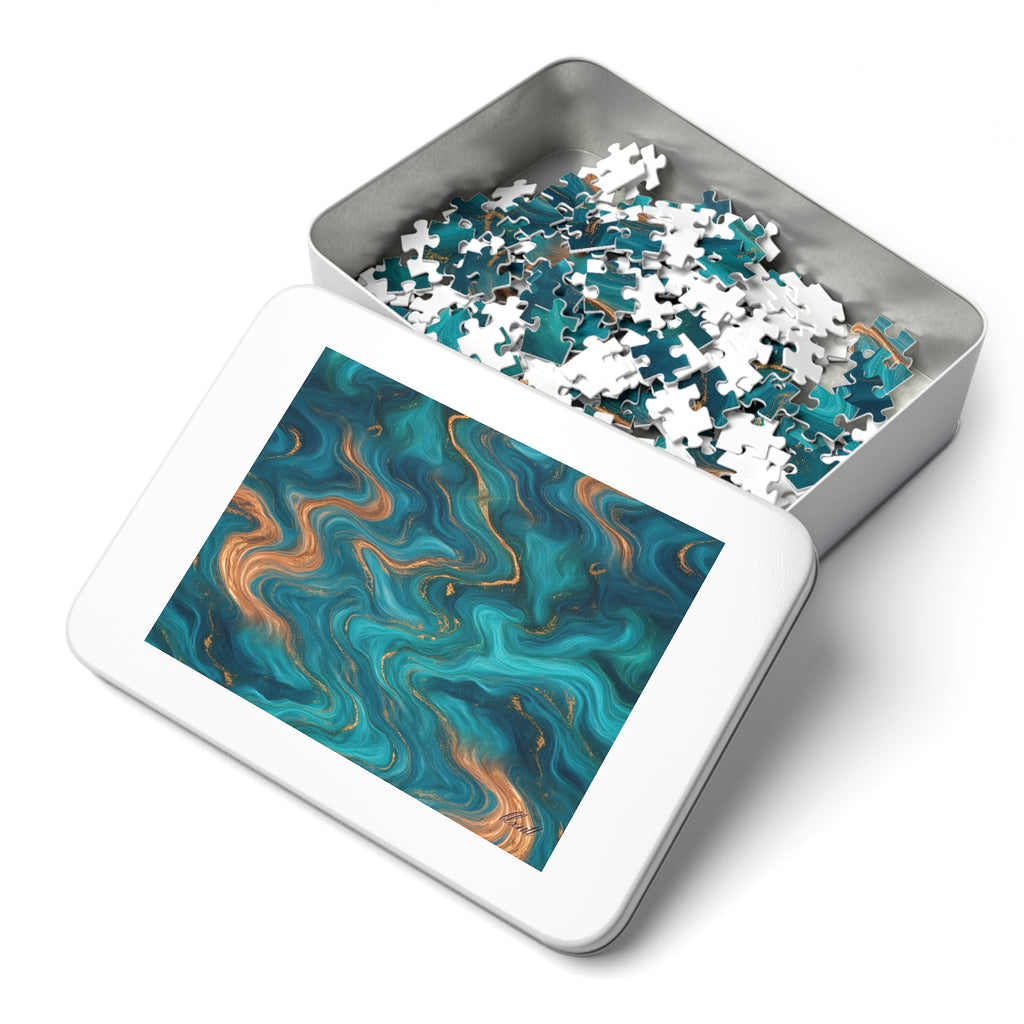 Turquoise & Copper Marble Puzzle