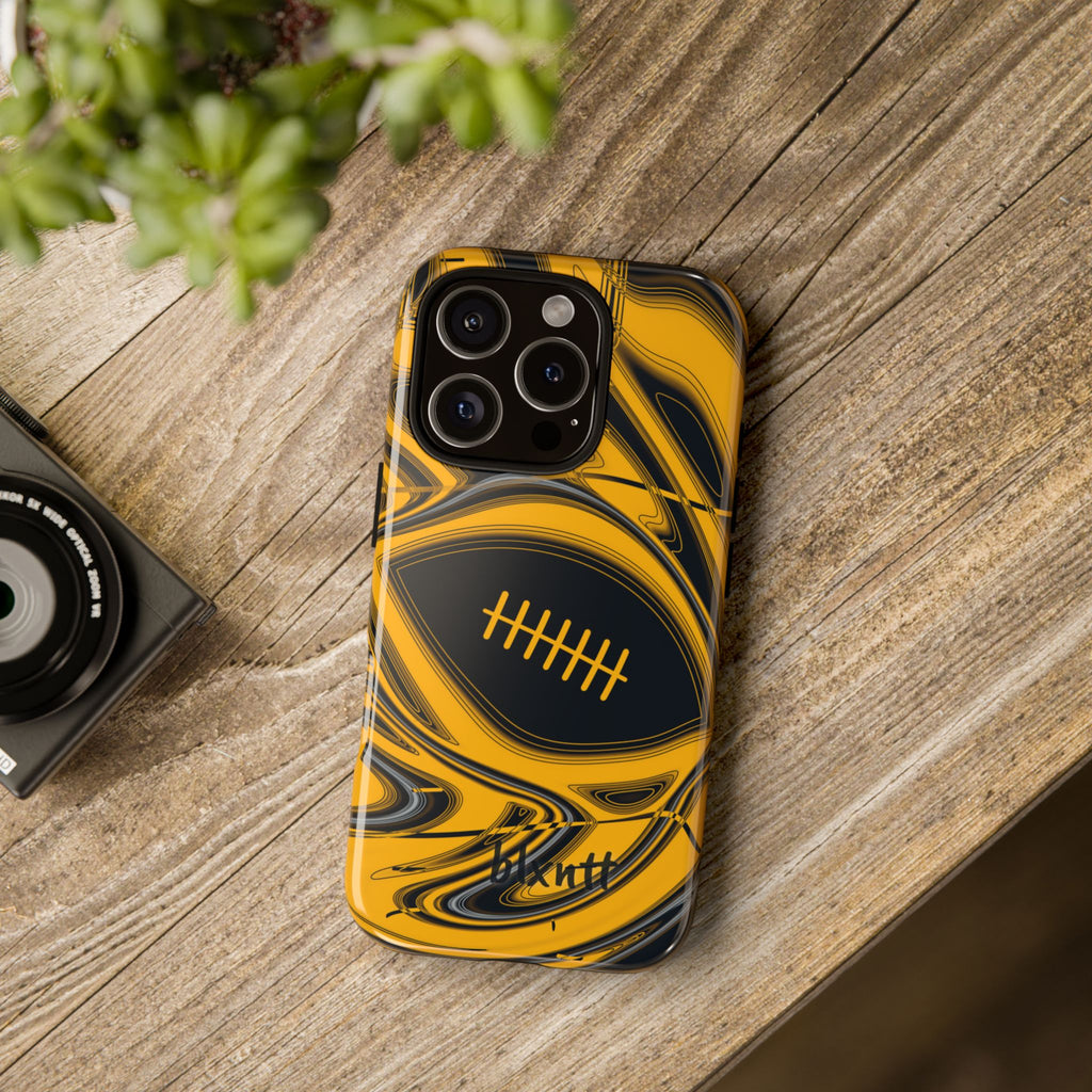 Black & Gold Trippy Football Phone Case