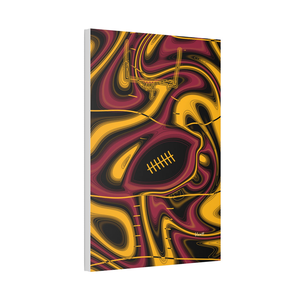 Cardinal Red, Black & Gold Trippy Football Glossy Canvas