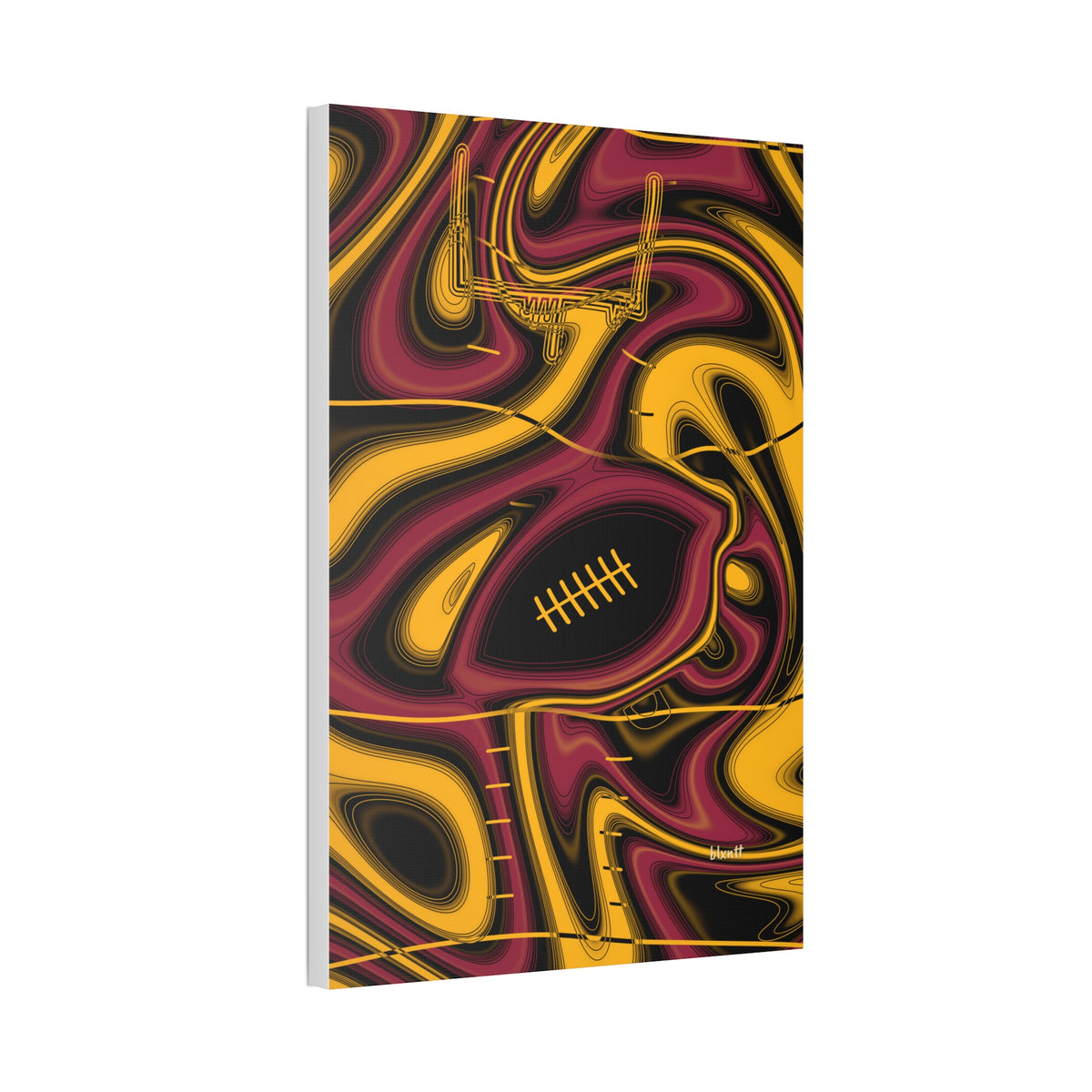 Cardinal Red, Black & Gold Trippy Football Glossy Canvas