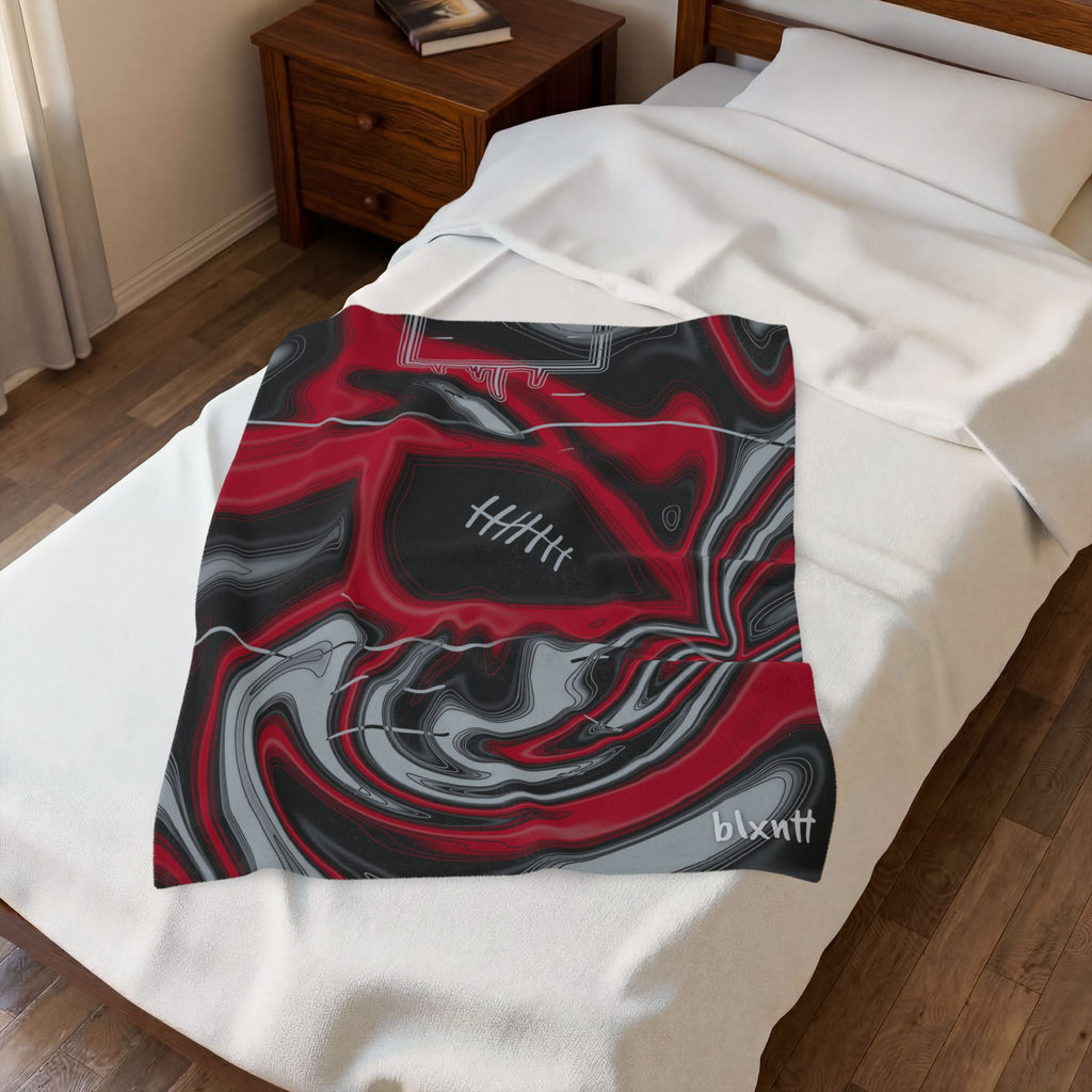 Red, Black & Silver Trippy Football Blanket