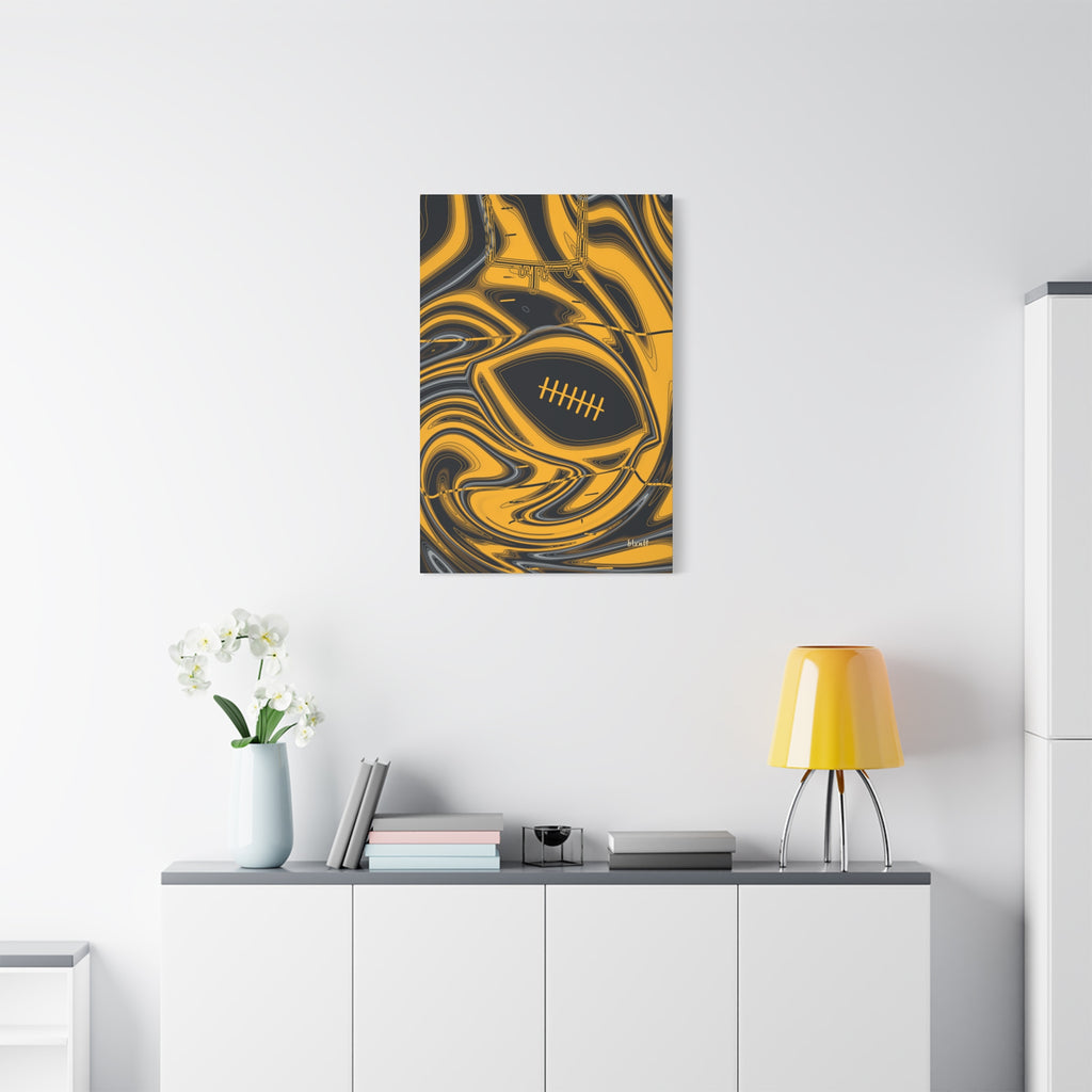 Black & Gold Trippy Football Canvas