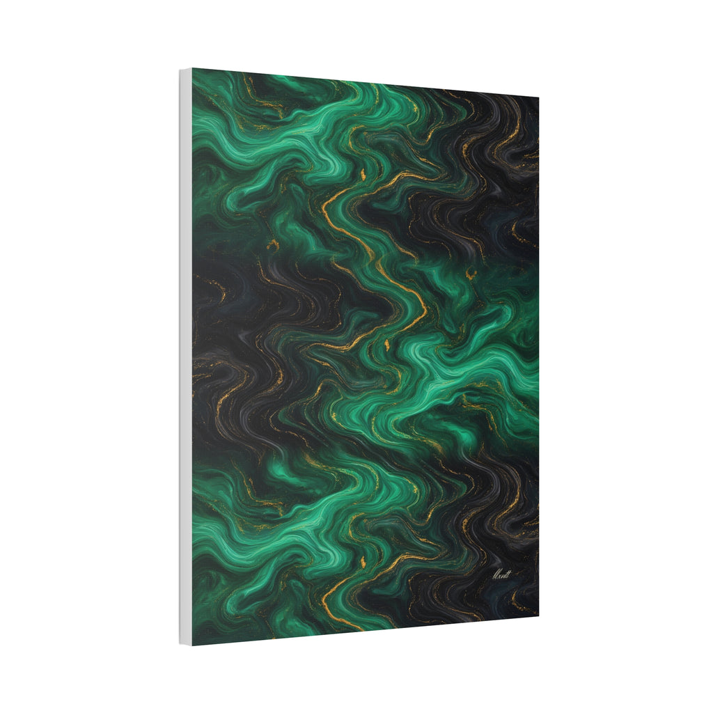 Emerald & Black Marble Glossy Canvas