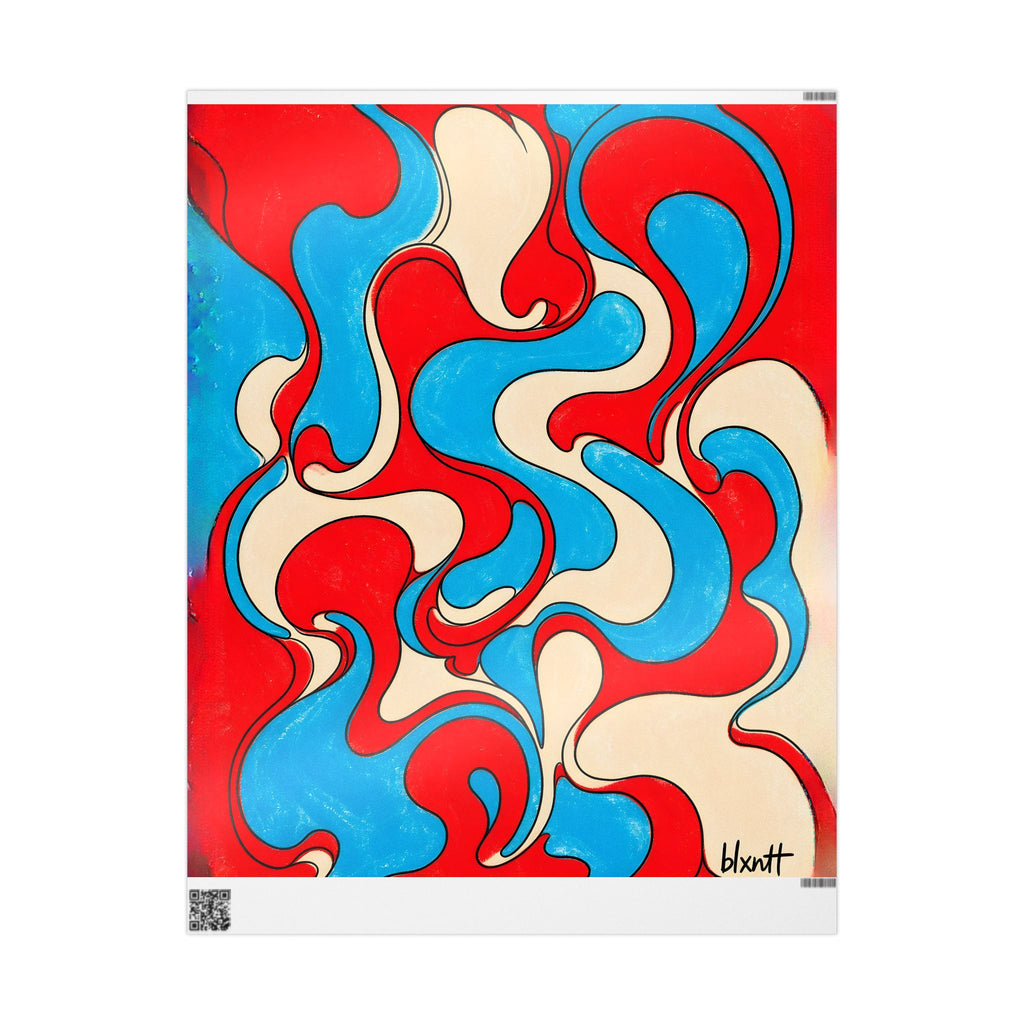Fillmore Flow - Red, Cyan & Cream Wrapping Paper