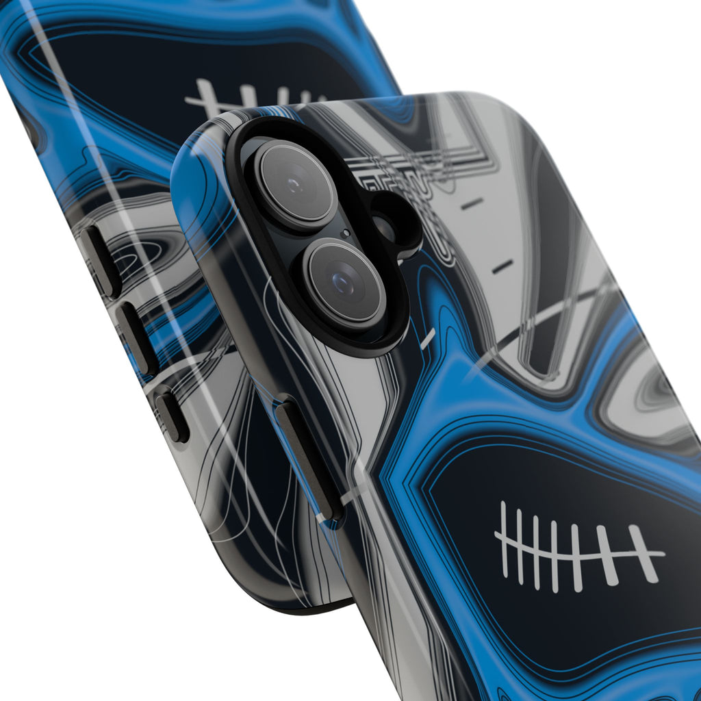 Sky Blue, Black & Silver Trippy Football Phone Case