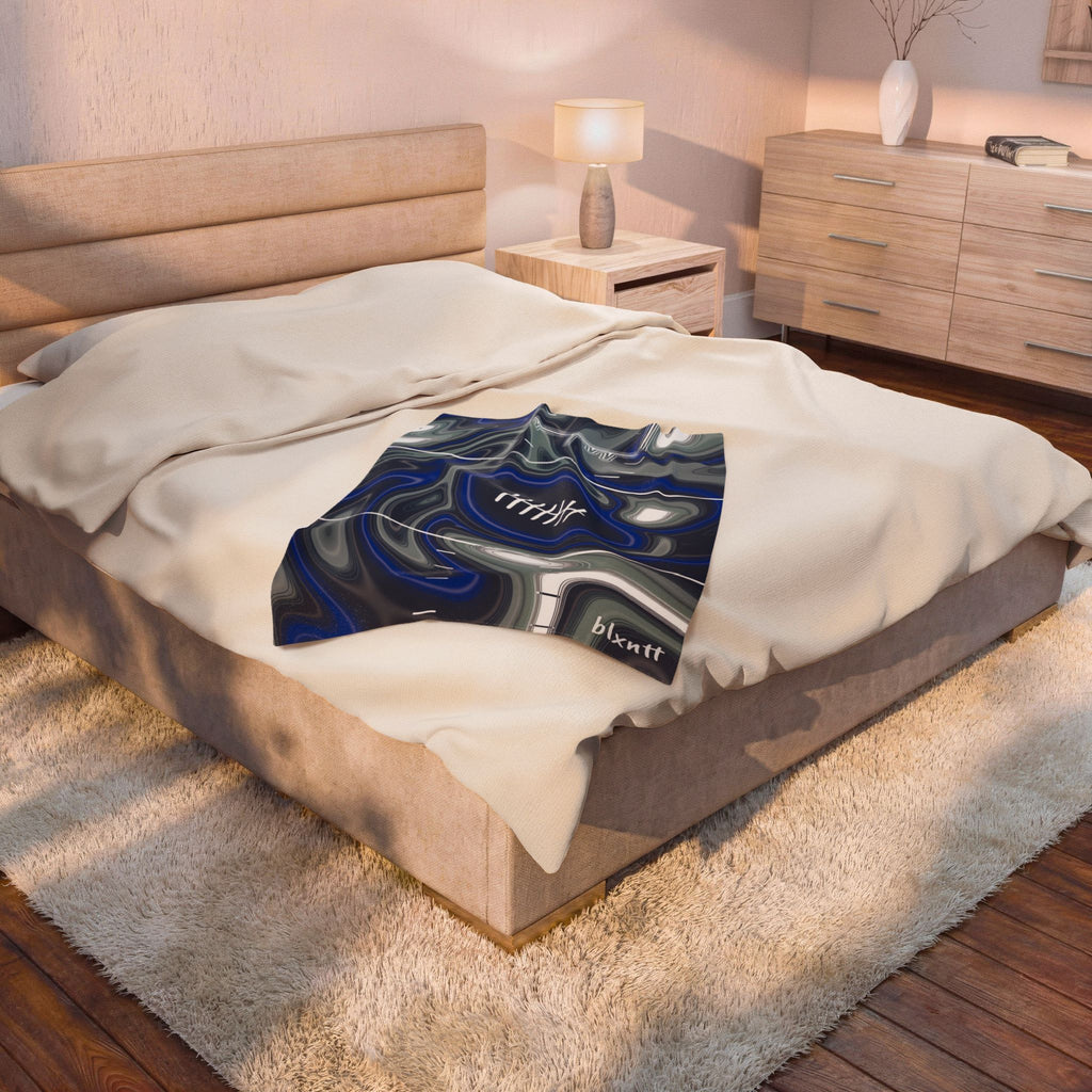 Royal Blue, Navy & Silver Trippy Football Blanket