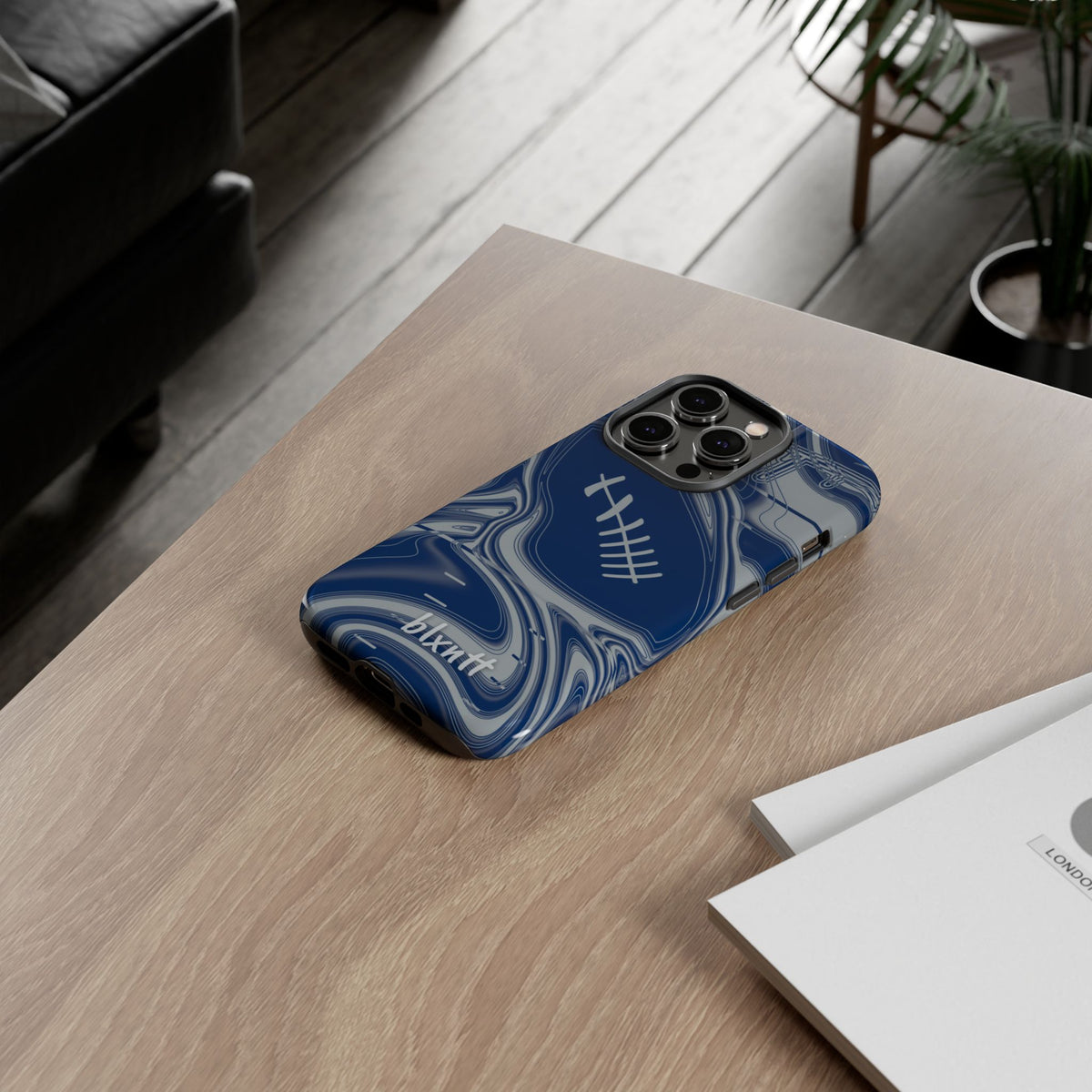 Blue & Gray Trippy Football Phone Case
