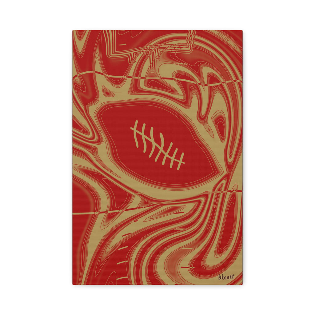 Scarlet & Gold Trippy Football Canvas