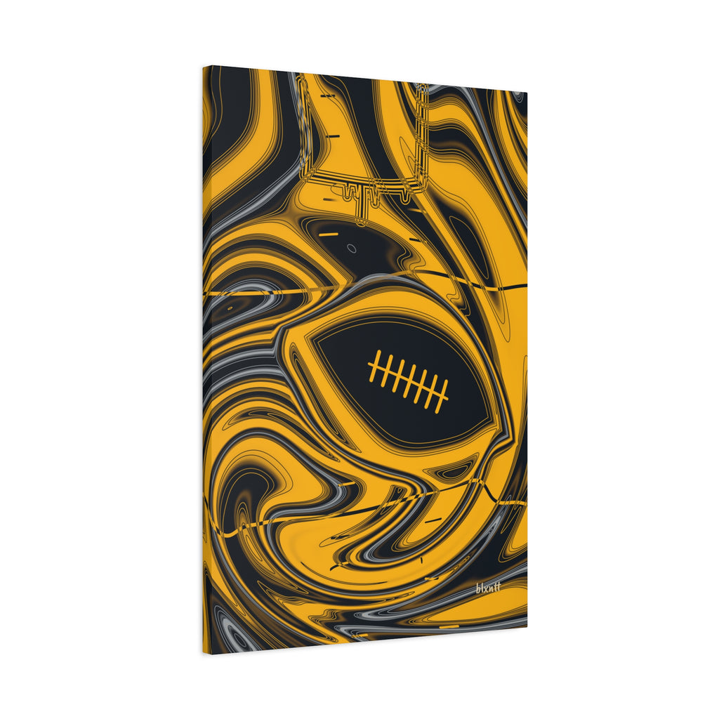 Black & Gold Trippy Football Canvas