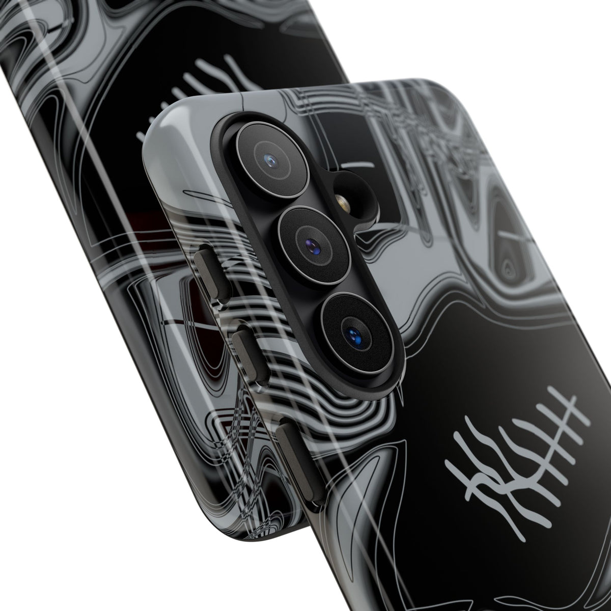 Black & Silver Trippy Football Phone Case