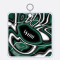 Hunter Green & White Trippy Football Acrylic Keychain