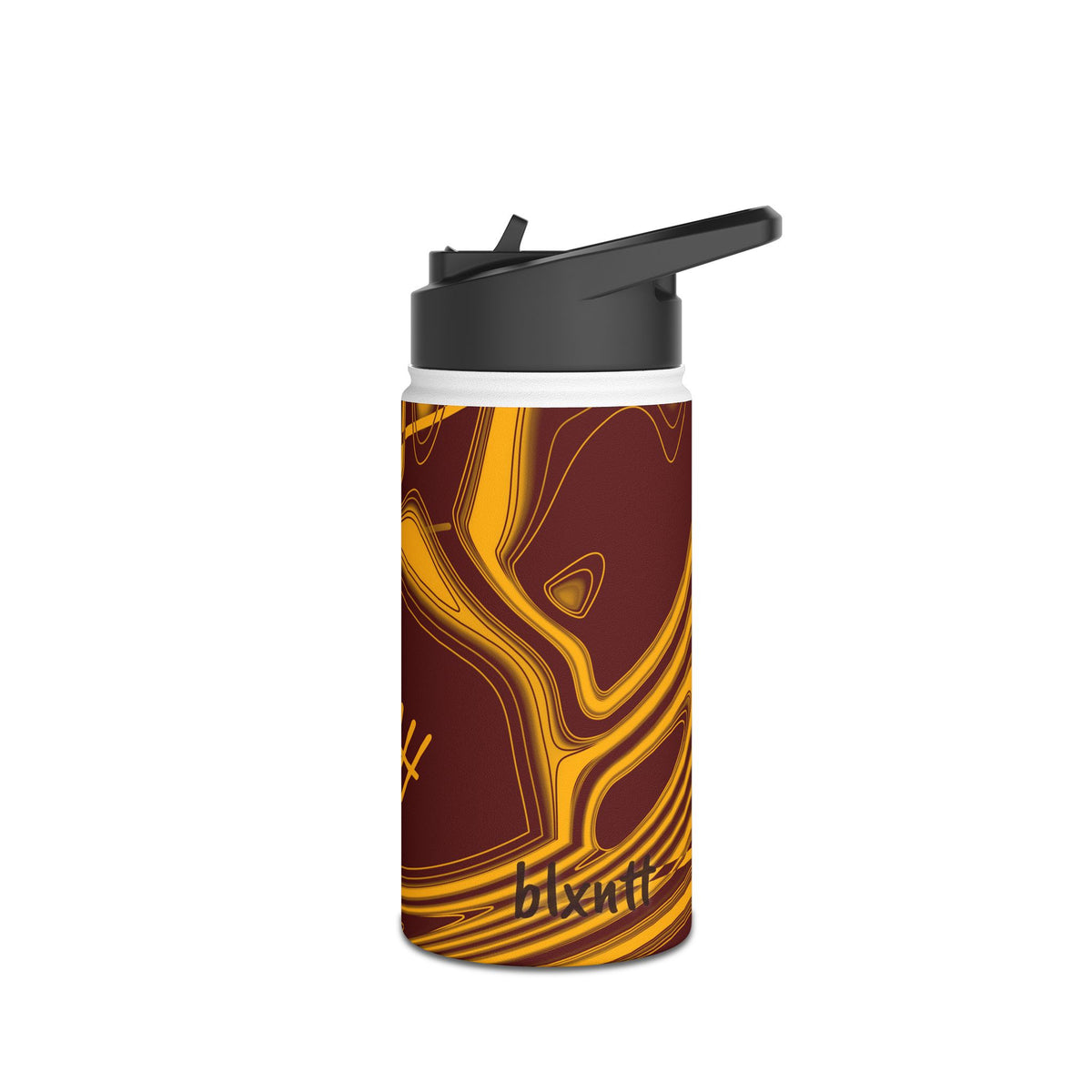 Burgundy & Gold Trippy Football Water Bottle