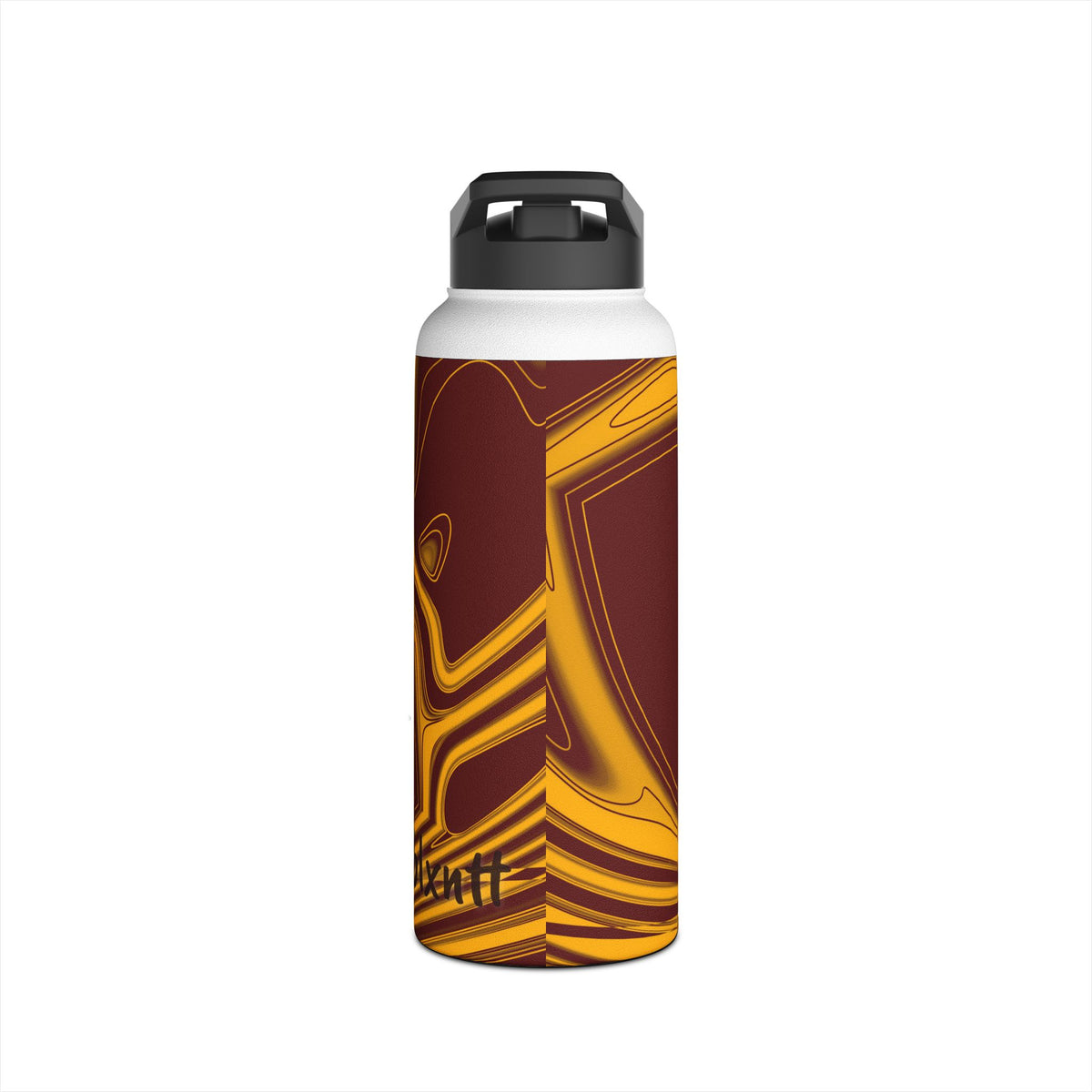 Burgundy & Gold Trippy Football Water Bottle