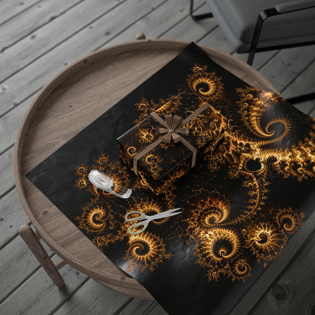 Copper Infinity - Gold on Black Wrapping Paper