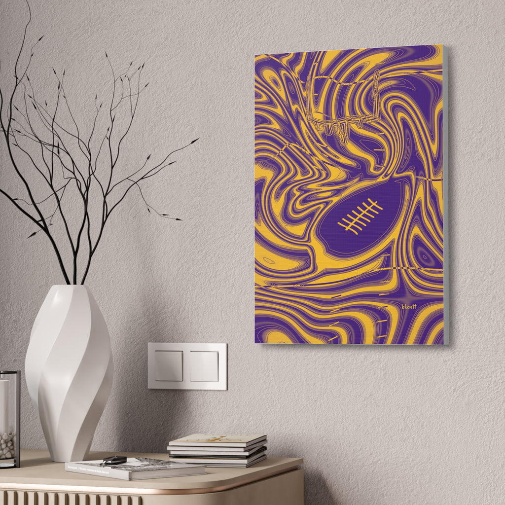 Purple & Gold Trippy Football Glossy Canvas