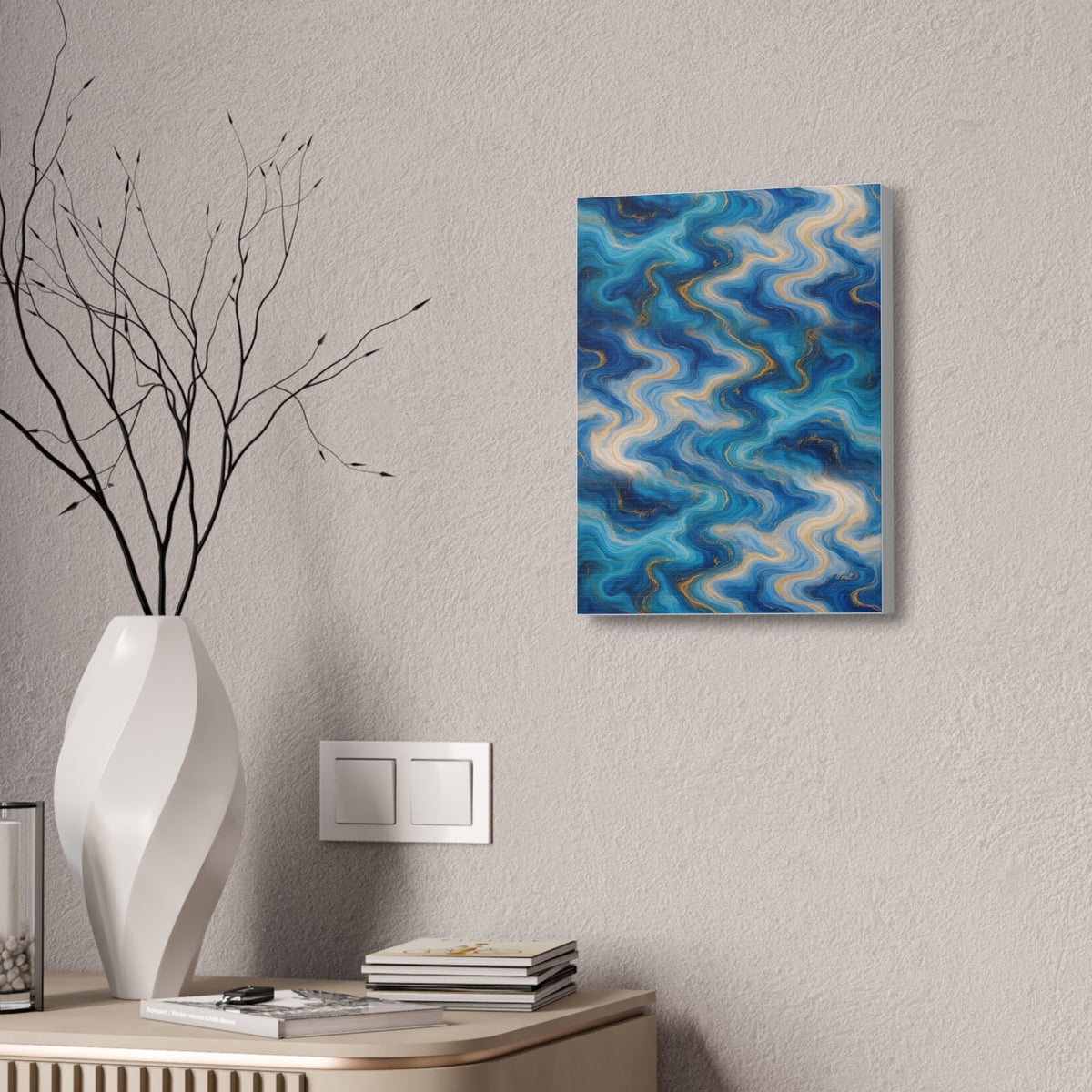 Ocean Blue Marble Glossy Canvas