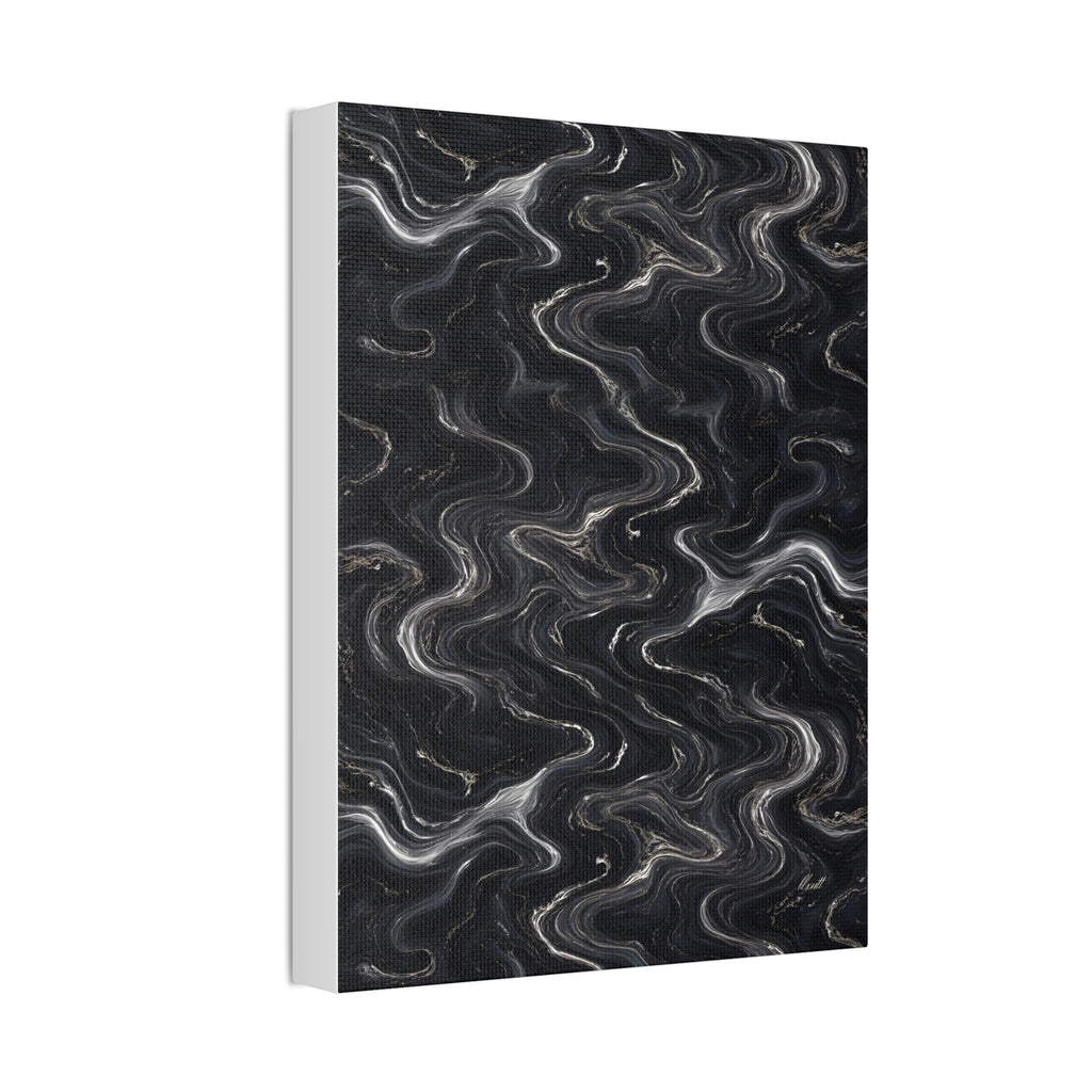 Black & Silver Marble Glossy Canvas