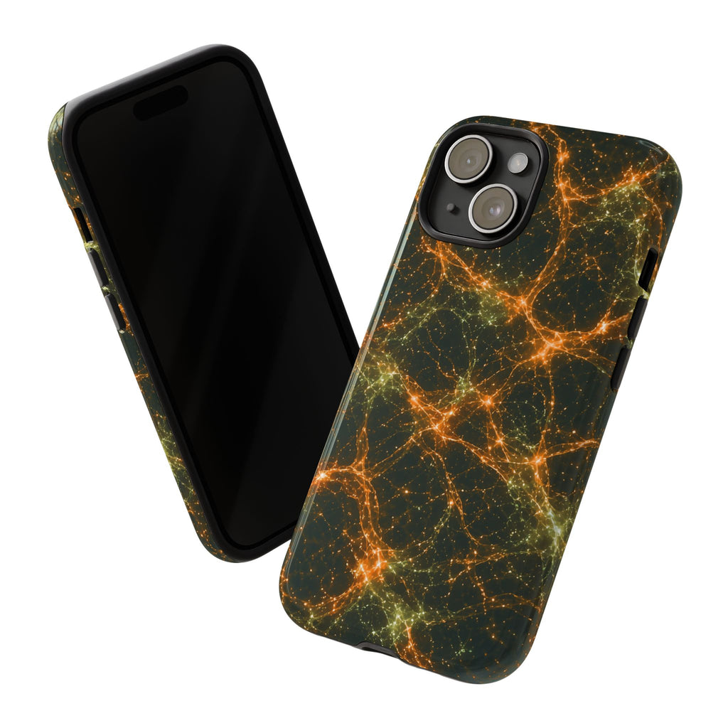 Neon Mycelium - Electric Tangerine Teal Phone Case