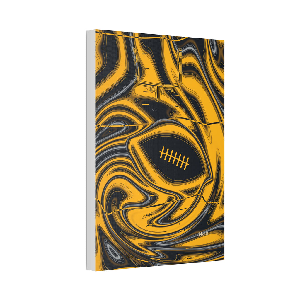 Black & Gold Trippy Football Glossy Canvas
