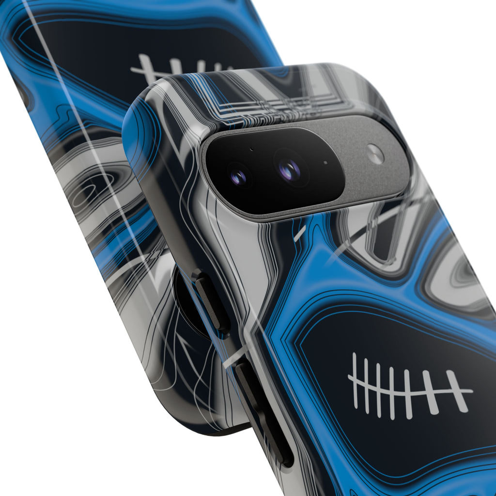 Sky Blue, Black & Silver Trippy Football Phone Case