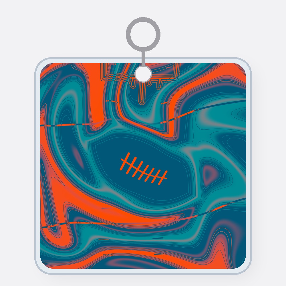 Aqua & Orange Trippy Football Acrylic Keychain