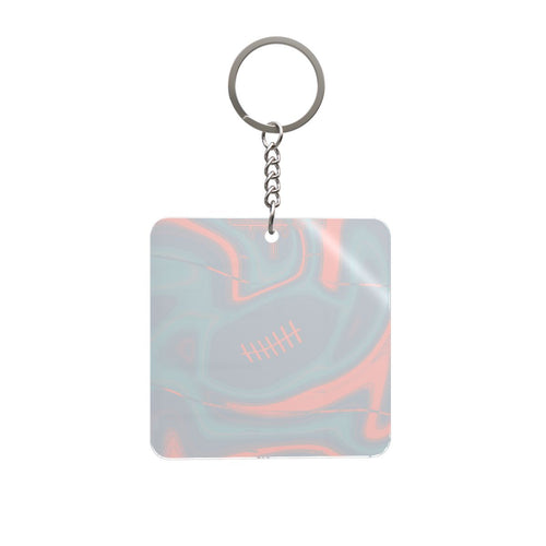 Aqua & Orange Trippy Football Square Keychain