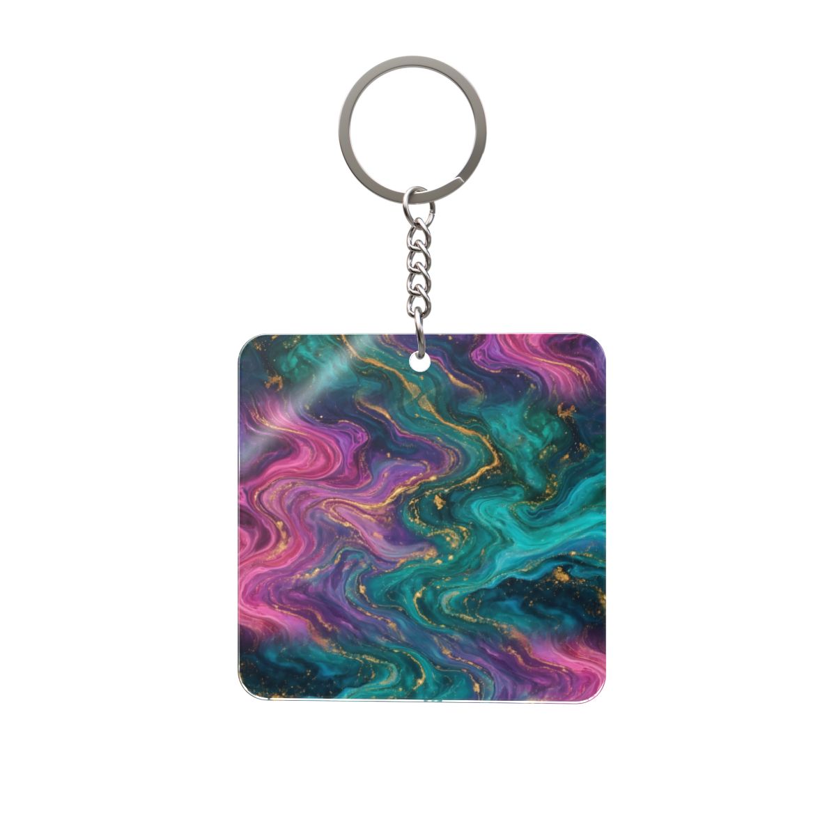 Aurora Marble Square Keychain