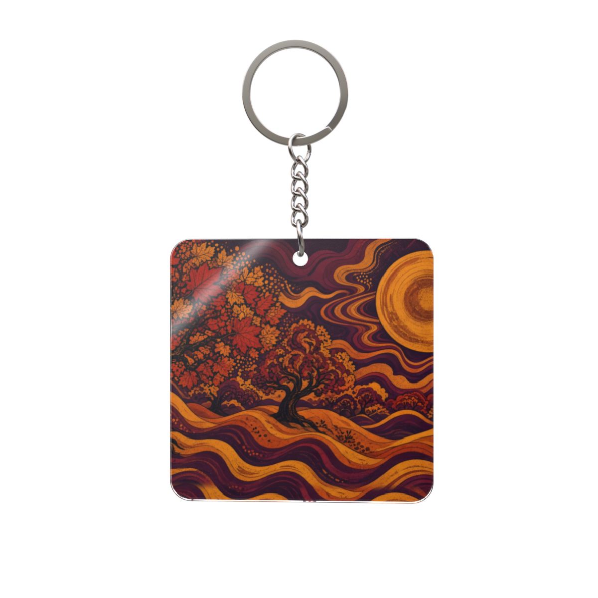 Autumn Moon Square Keychain