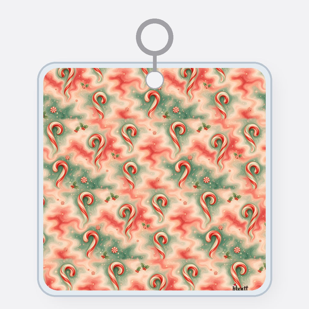 Candy Cane Trippy Christmas Acrylic Keychain