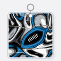 Bright Blue & Silver Trippy Football Acrylic Keychain