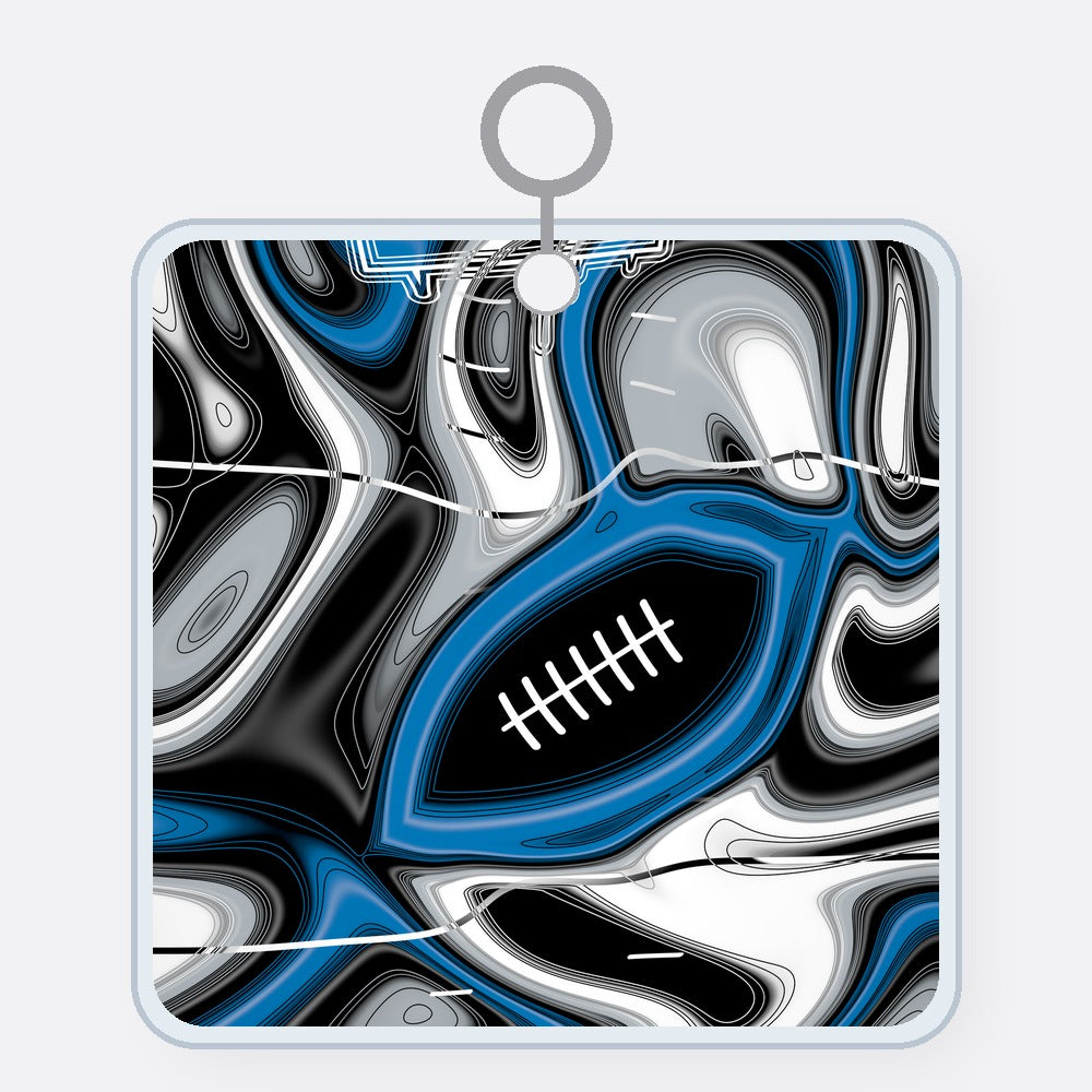 Bright Blue & Silver Trippy Football Acrylic Keychain