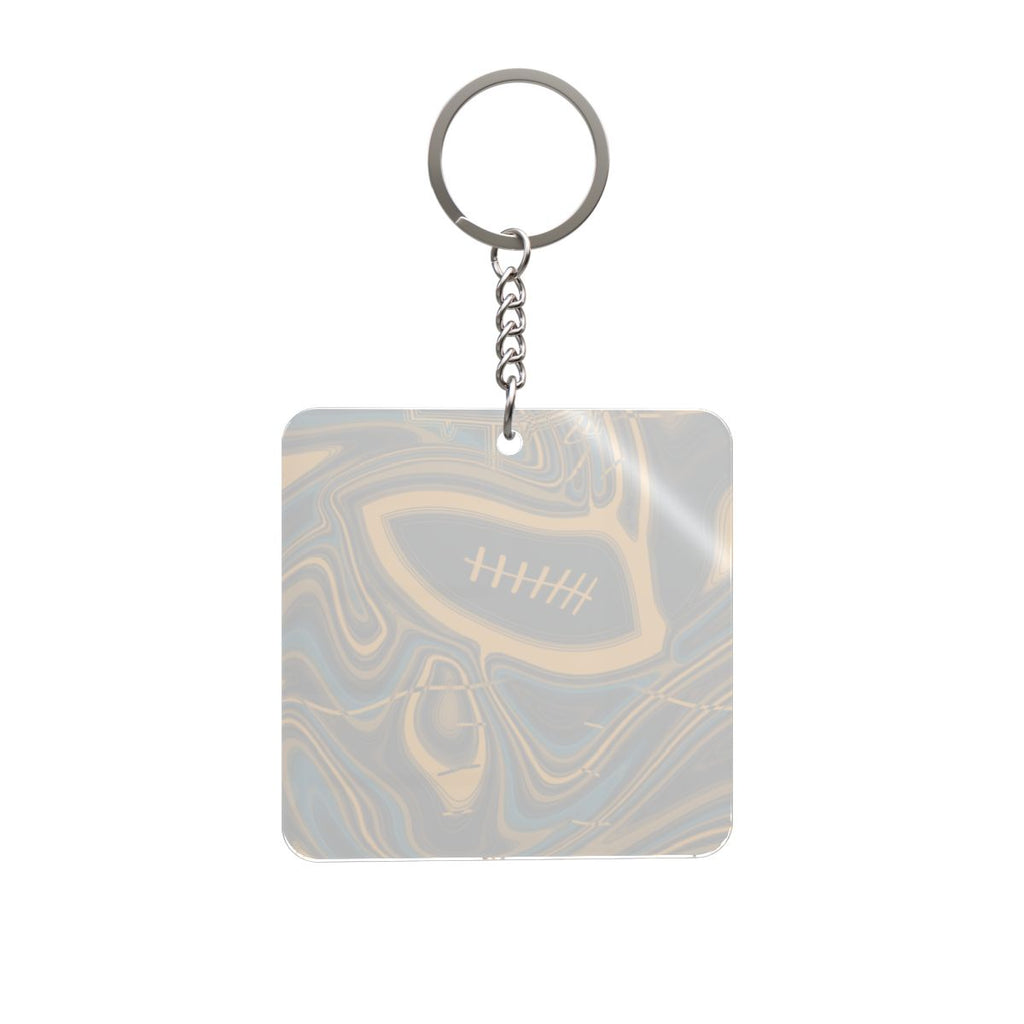 Black, Gold & Teal Trippy Football Square Keychain