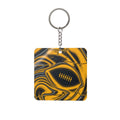 Black & Gold Trippy Football Square Keychain