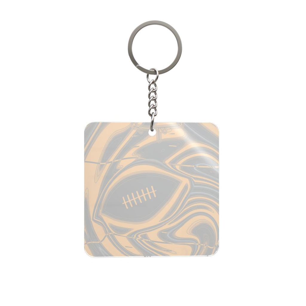 Black & Gold Trippy Football Square Keychain