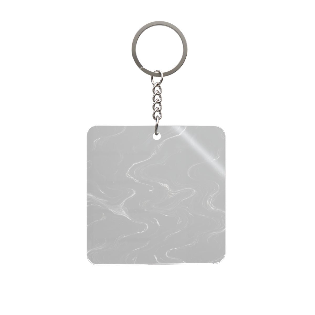 Black & Silver Marble Square Keychain